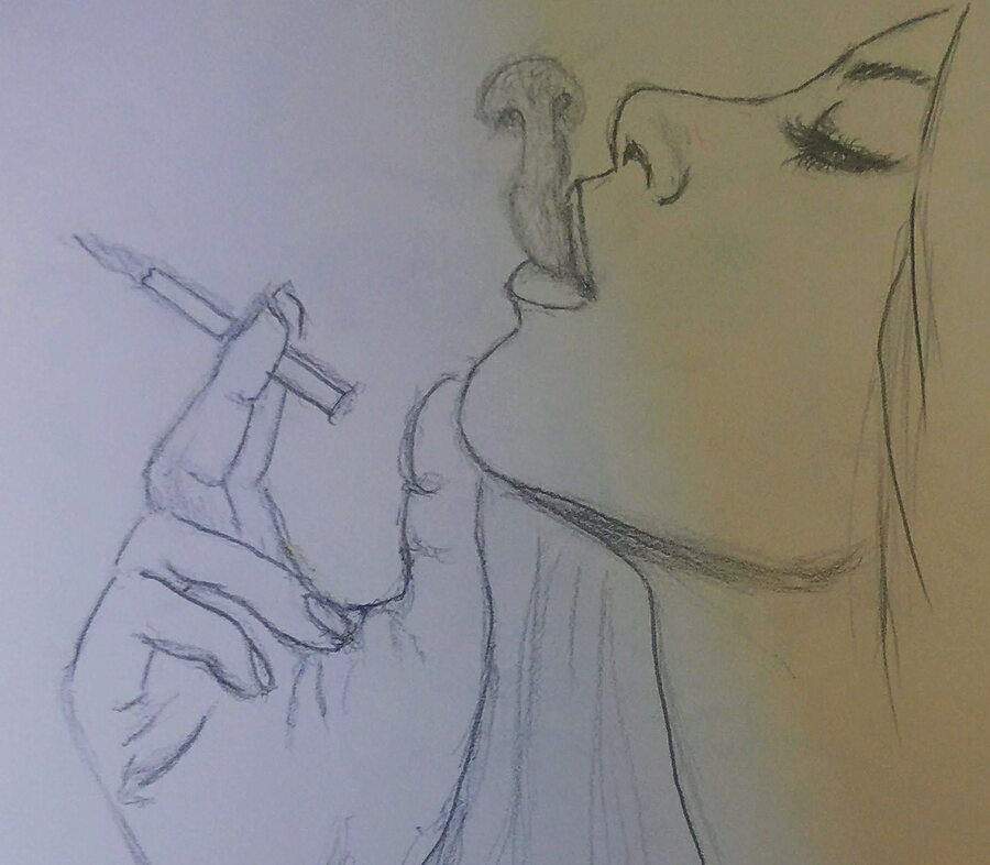 Artwork titled Smoking Woman.